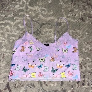 light weight , purple butterfly cropped tank !